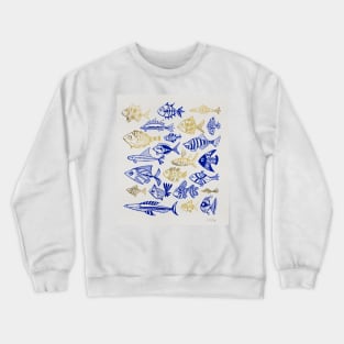 fish inkings blue gold Crewneck Sweatshirt